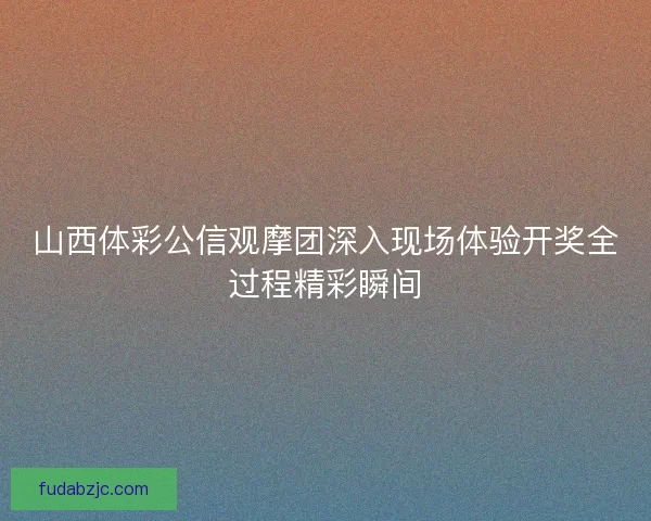 山西体彩公信观摩团深入现场体验开奖全过程精彩瞬间